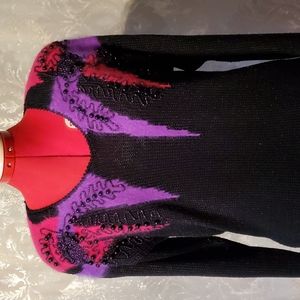 Vintage color block beaded sweater